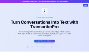 TranscribePro: Landing